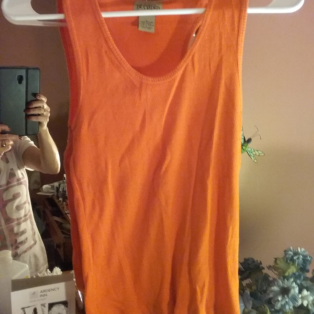 Ladies orange large "De Coded" tank top